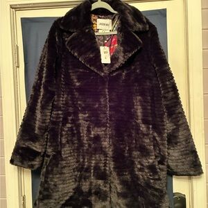 Jason Wu Women's Black Ribbed Teddy Mid-Length Coat - XL